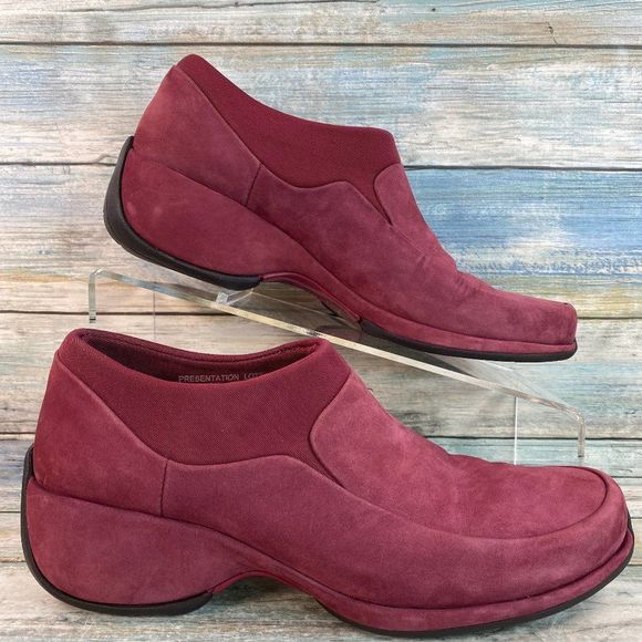 Rockport Shoes - Rockport Ankle Boot Bootie Womens 6M Burgundy Nubuck Leather Slip On Lightweight